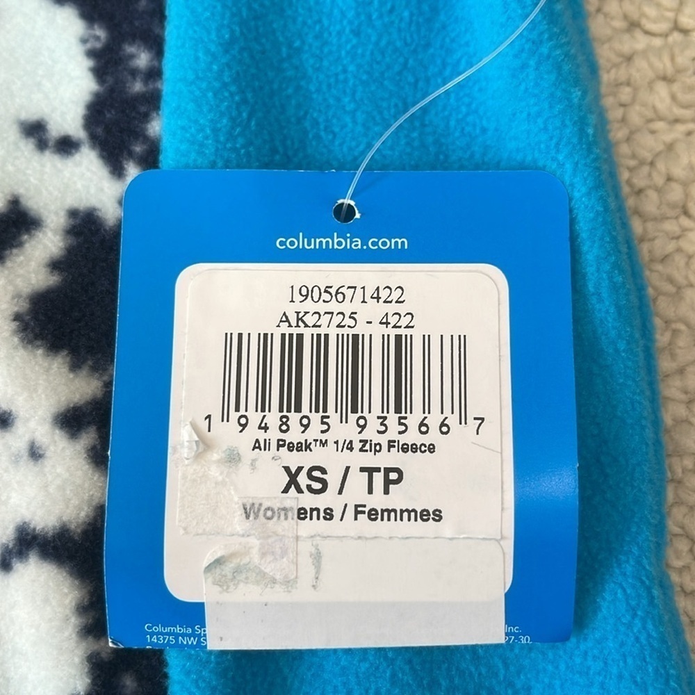 Columbia NWT Women’s Ali Peak 1/4 Zip Fleece Top Size XS Blue - Picture 8 of 13